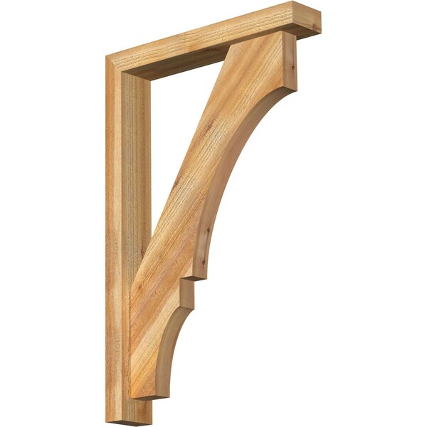 Ekena Millwork Balboa Block Rough Sawn Bracket w/ Offset Brace, Western Red Cedar, 4"W x 22"D x 34"H BKT0402X22X34BOA05RWR - main